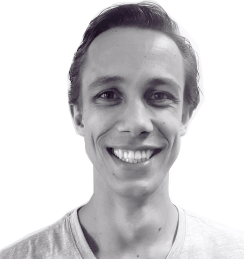 Foto van Tom Hartwig. Zoals je ziet is hij nogal enthousiast over het maken van websites.